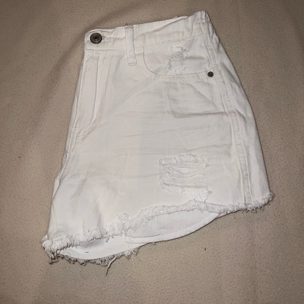 White High-Rise Jean Shorts